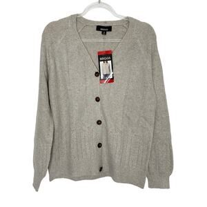 Briggs Oatmeal Beige Button Front Cardigan Sweater Polyester NWT Womens Medium